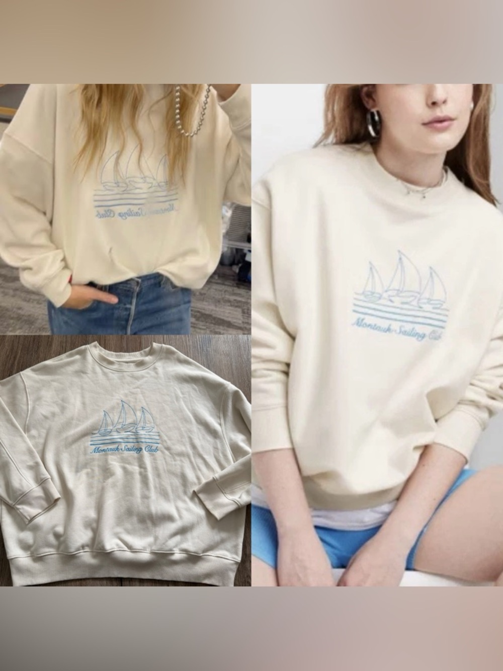 Montauk Sailing Club wild fable Cream Crewneck Sweatshirt